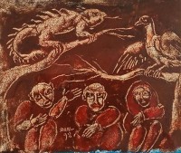 Tassaduq Sohail, 5.4 x 6.4 Inch, Oil on Paper, Figurative Painting, AC-TS-037